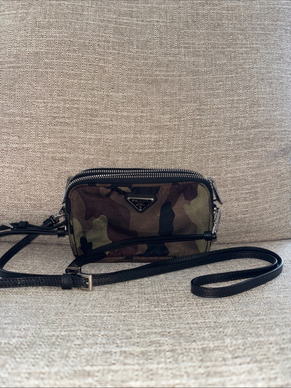 Prada Camouflage Crossbody Belt Bag in Green and Black